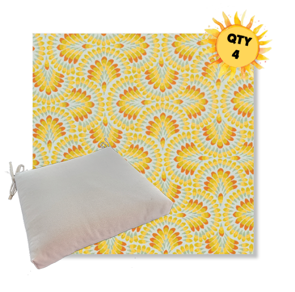 Sunbrella Plume Tropics Outdoor Dining Chair Cushions in Sunbrella Luxury Outdoor Fabrics - Order in Sets of 4