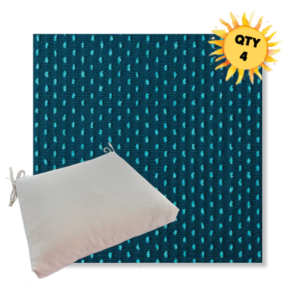 Sunbrella Royale Lagoon Outdoor Dining Chair Cushions in Sunbrella Luxury Outdoor Fabrics - Order in Sets of 4