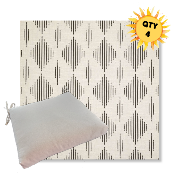 Sunbrella Spinner Diamond Onyx Outdoor Dining Chair Cushions in Sunbrella Luxury Outdoor Fabrics - Order in Sets of 4