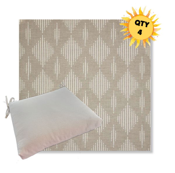 Sunbrella Spinner Diamond Pebble Outdoor Dining Chair Cushions in Sunbrella Luxury Outdoor Fabrics - Order in Sets of 4