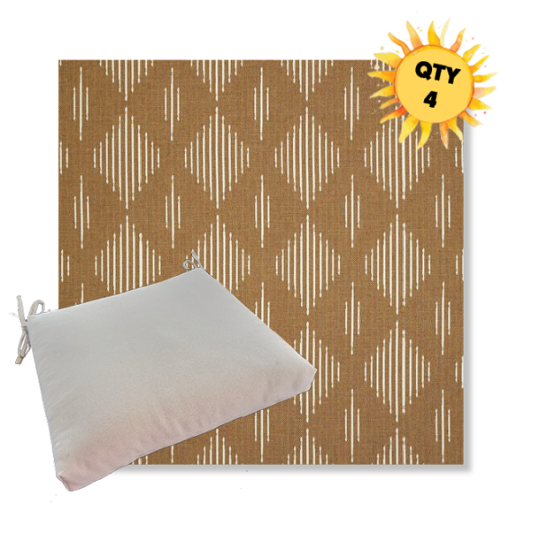 Sunbrella Spinner Diamond Teak Outdoor Dining Chair Cushions in Sunbrella Luxury Outdoor Fabrics - Order in Sets of 4