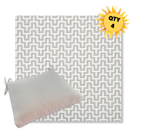 Sunbrella Underline Dove Outdoor Dining Chair Cushions in Sunbrella Luxury Outdoor Fabrics - Order in Sets of 4