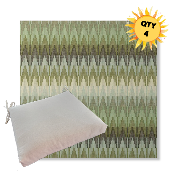 Sunbrella Valley Herbal Outdoor Dining Chair Cushions in Sunbrella Luxury Outdoor Fabrics - Order in Sets of 4