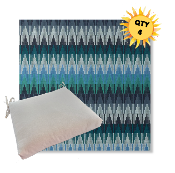 Sunbrella Valley Lagoon Outdoor Dining Chair Cushions in Sunbrella Luxury Outdoor Fabrics - Order in Sets of 4