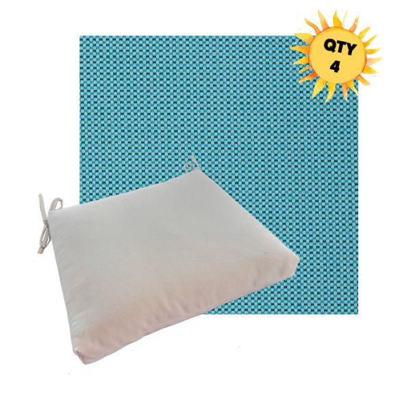 Outdoor Dining Chair Cushion Universal Sizes - Outdura Chesterfield Sky Performance Fabrics | Qty 4