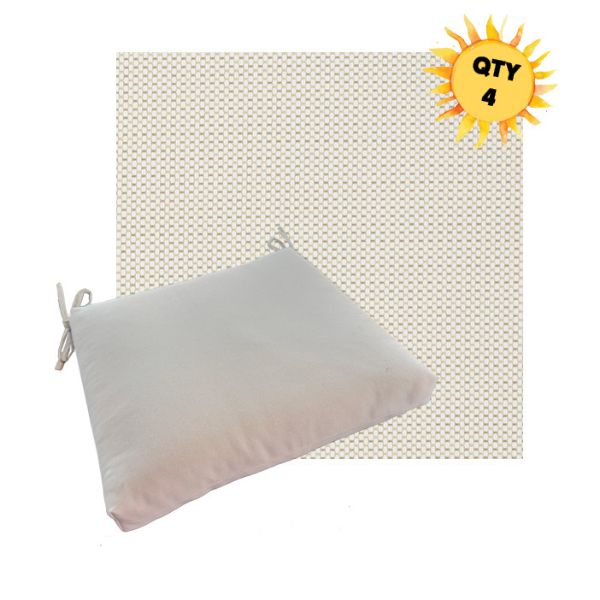 Outdoor Dining Chair Cushion Universal Sizes - Outdura Chesterfield Snow Performance Fabrics | Qty 4