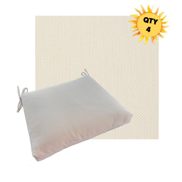 Outdoor Dining Chair Cushion Universal Sizes - Outdura Crew Ecru Performance Fabrics | Qty 4