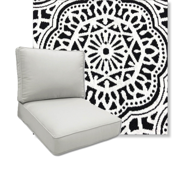 Gwyneth Black by Revolution Performance Fabrics Deep Seating Patio Chair Cushions