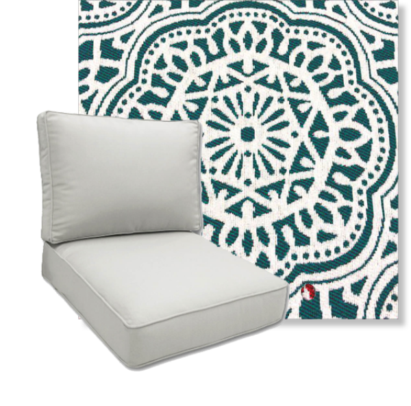 Gwyneth Teal by Revolution Performance Fabrics Deep Seating Patio Chair Cushions