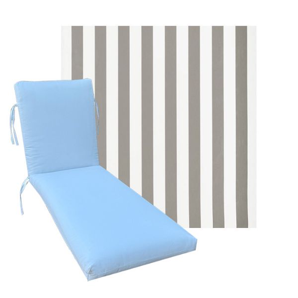 Classic Universal Chaise Lounge Cushions | Outdura Bistro Platinum Fabric | 3 Sizes