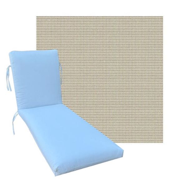 Classic Universal Chaise Lounge Cushions | Outdura Chesterfield Basil Fabric | 3 Sizes