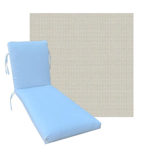 Classic Universal Chaise Lounge Cushions | Outdura Chesterfield Basil Fabric | 3 Sizes