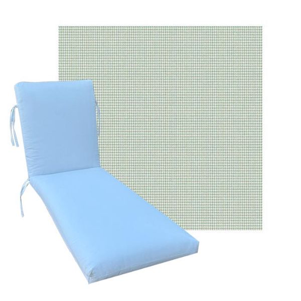 Classic Universal Chaise Lounge Cushions | Outdura Chesterfield Basil Fabric | 3 Sizes