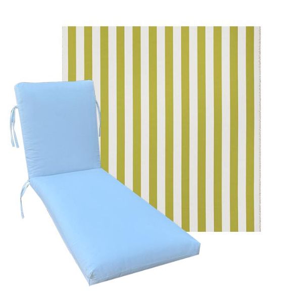 Classic Universal Chaise Lounge Cushions | Outdura Chesterfield Basil Fabric | 3 Sizes