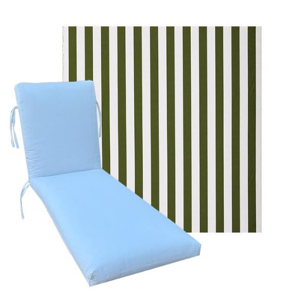 Classic Universal Chaise Lounge Cushions | Outdura Chesterfield Basil Fabric | 3 Sizes