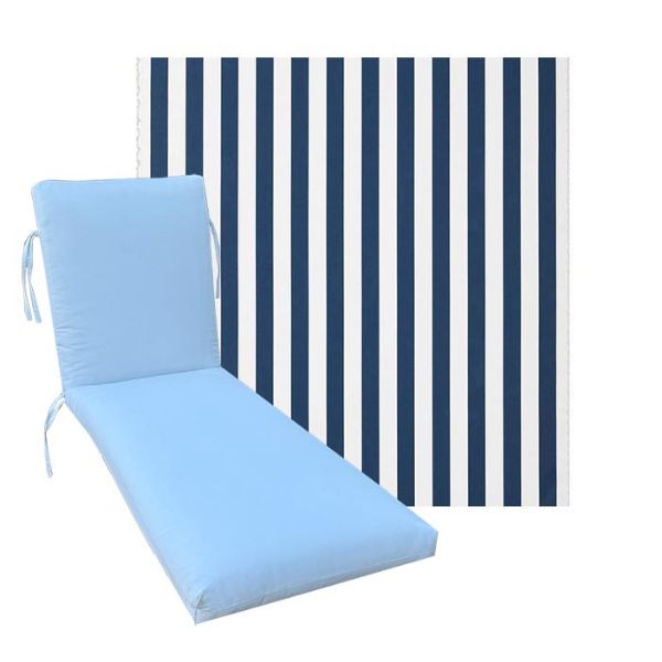 Classic Universal Chaise Lounge Cushions | Outdura Chesterfield Basil Fabric | 3 Sizes