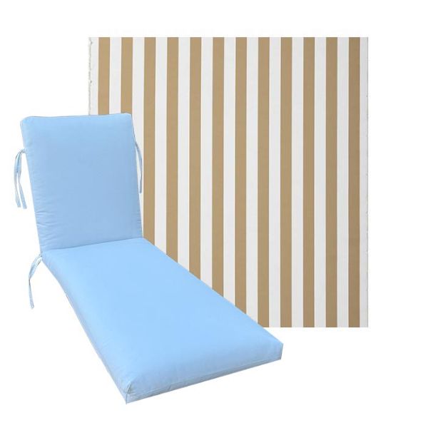 Classic Universal Chaise Lounge Cushions | Outdura Chesterfield Basil Fabric | 3 Sizes