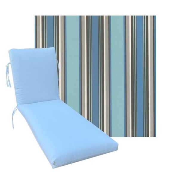 Classic Universal Chaise Lounge Cushions | Outdura Chesterfield Basil Fabric | 3 Sizes