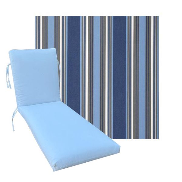 Classic Universal Chaise Lounge Cushions | Outdura Chesterfield Basil Fabric | 3 Sizes