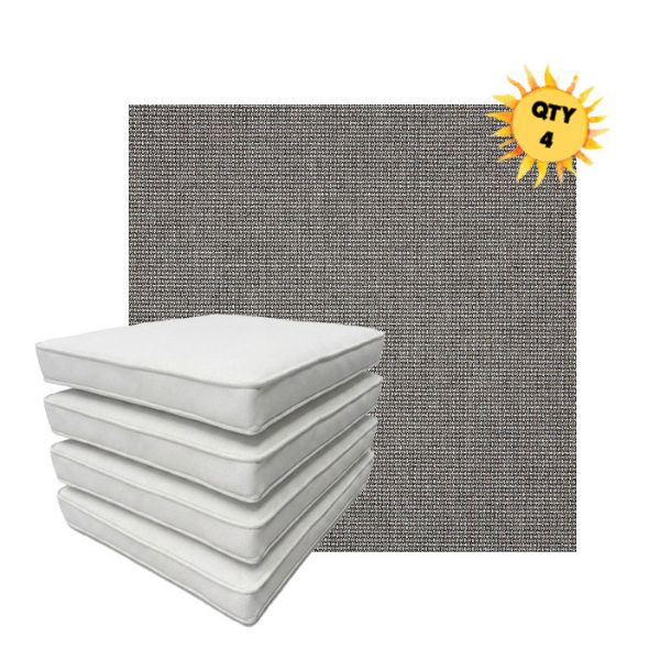 Bundle of 4 Boxed Double Piped Chair Cushions with Ties in Sunbrella Fabric