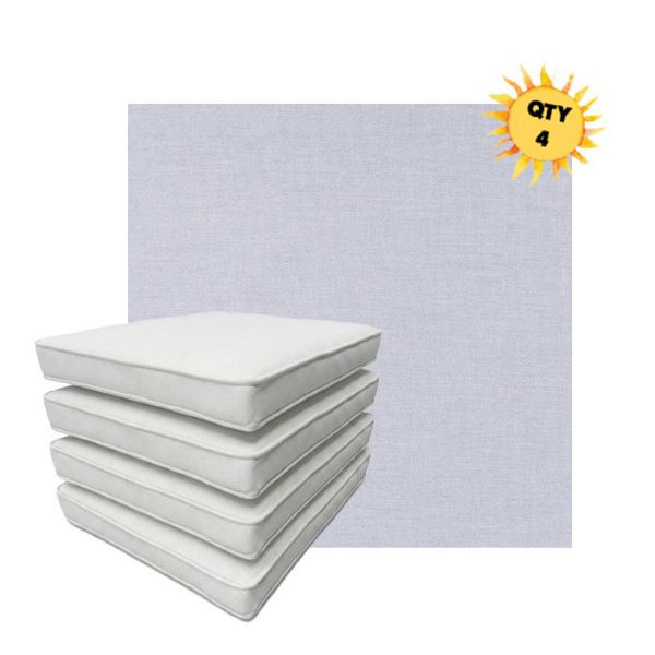 Bundle of 4 Boxed Double Piped Patio Dining Chair Cushions with Ties in Sunbrella Fabric