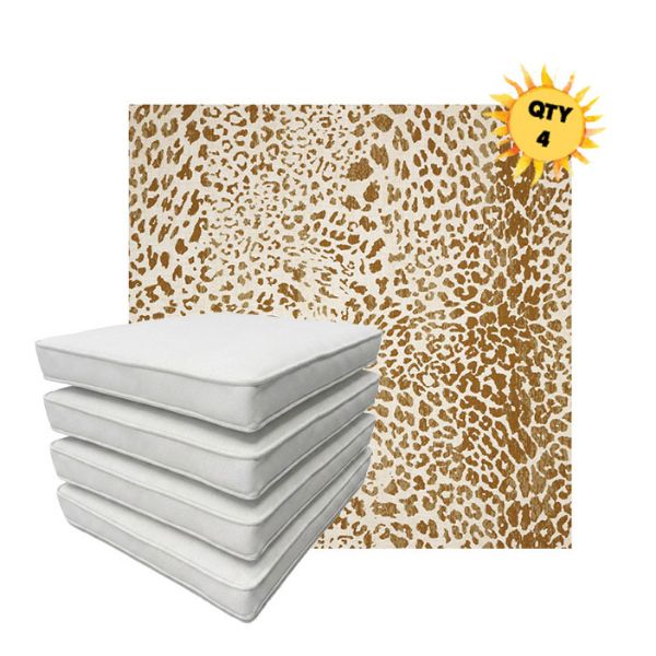 Bundle of 4 Boxed Double Piped Patio Dining Chair Cushions with Ties in Sunbrella Fabric