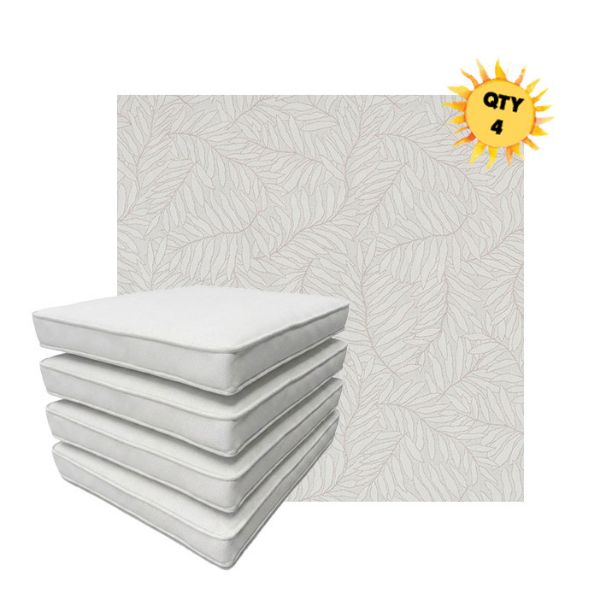 Bundle of 4 Boxed Double Piped Patio Dining Chair Cushions with Ties in Sunbrella Fabric