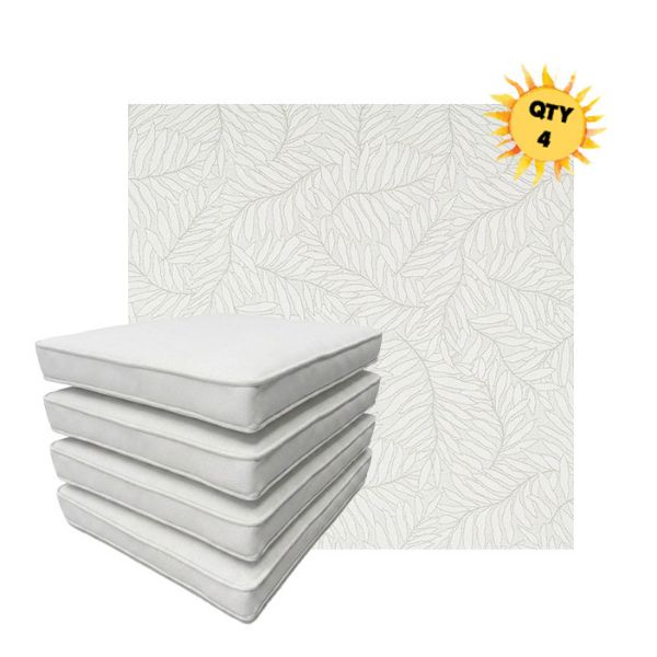 Bundle of 4 Boxed Double Piped Patio Dining Chair Cushions with Ties in Sunbrella Fabric