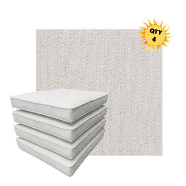 Bundle of 4 Boxed Double Piped Patio Dining Chair Cushions with Ties in Sunbrella Fabric