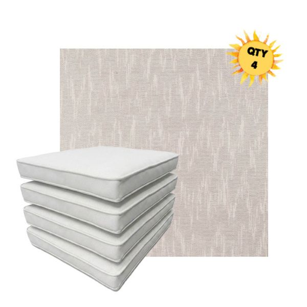 Bundle of 4 Boxed Double Piped Patio Dining Chair Cushions with Ties in Sunbrella Fabric