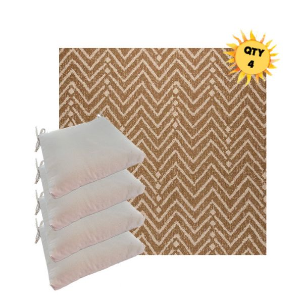 Sunbrella Argo Toffee Outdoor Dining Chair Cushions in Sunbrella Luxury Outdoor Fabrics - Order in Sets of 4