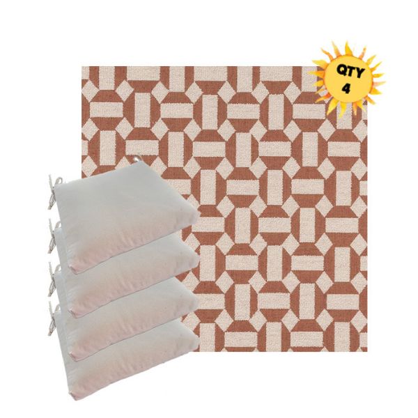 Sunbrella Assemble Clay Outdoor Dining Chair Cushions in Sunbrella Luxury Outdoor Fabrics - Order in Sets of 4