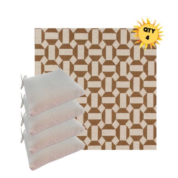 Sunbrella Assemble Teak Outdoor Dining Chair Cushions in Sunbrella Luxury Outdoor Fabrics - Order in Sets of 4