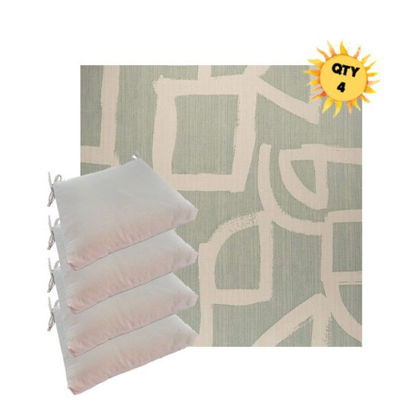 Sunbrella Brushstroke Duckegg Outdoor Dining Chair Cushions in Sunbrella Luxury Outdoor Fabrics - Order in Sets of 4