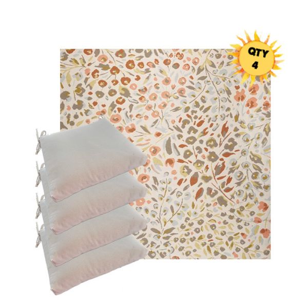 Sunbrella Floral Sunset Outdoor Dining Chair Cushions in Sunbrella Luxury Outdoor Fabrics - Order in Sets of 4