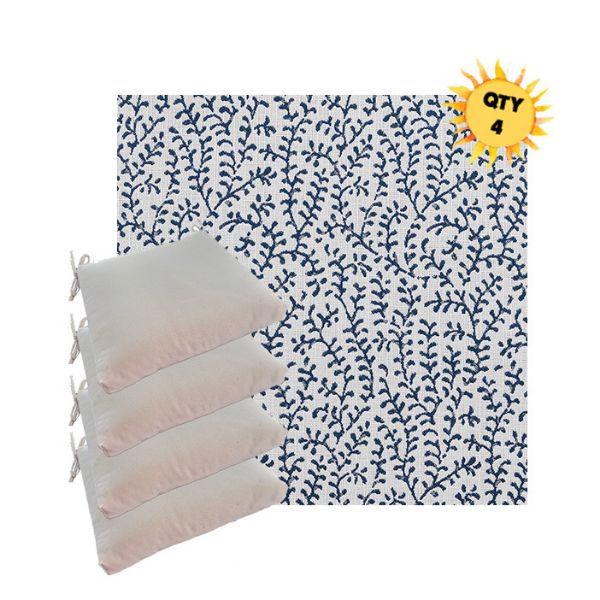 Sunbrella Eberly Peacock Outdoor Dining Chair Cushions in Sunbrella Luxury Outdoor Fabrics - Order in Sets of 4