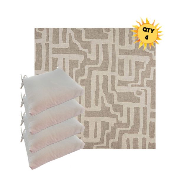 Sunbrella Escher Greige Outdoor Dining Chair Cushions in Sunbrella Luxury Outdoor Fabrics - Order in Sets of 4