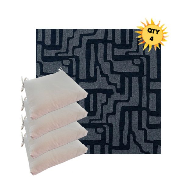 Sunbrella Escher Indigo Outdoor Dining Chair Cushions in Sunbrella Luxury Outdoor Fabrics - Order in Sets of 4