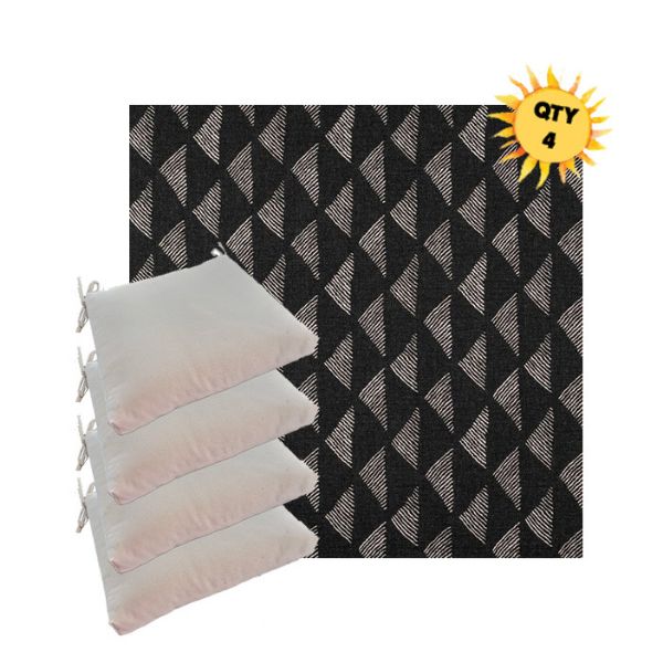 Sunbrella Etched Angles Char Outdoor Dining Chair Cushions in Sunbrella Luxury Outdoor Fabrics - Order in Sets of 4