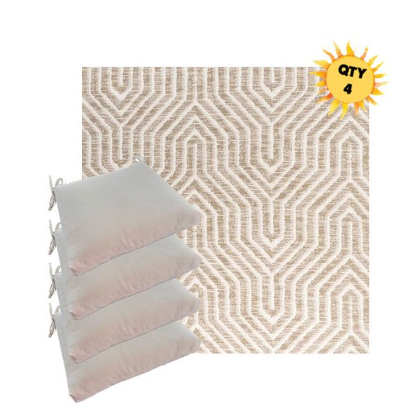 Sunbrella Etna Dune Outdoor Dining Chair Cushions in Sunbrella Luxury Outdoor Fabrics - Order in Sets of 4