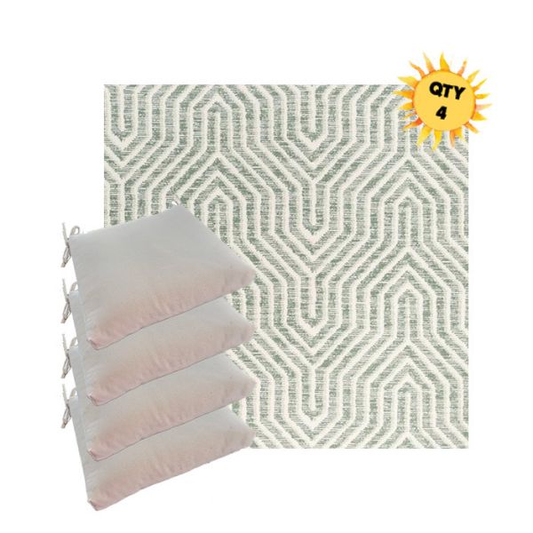 Sunbrella Etta Juniper Outdoor Dining Chair Cushions in Sunbrella Luxury Outdoor Fabrics - Order in Sets of 4