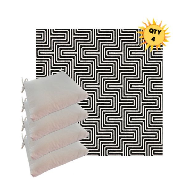 Sunbrella Figure Onyx Outdoor Dining Chair Cushions in Sunbrella Luxury Outdoor Fabrics - Order in Sets of 4