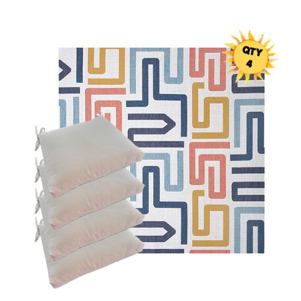 Sunbrella Labyrinth Fiesta Outdoor Dining Chair Cushions in Sunbrella Luxury Outdoor Fabrics - Order in Sets of 4