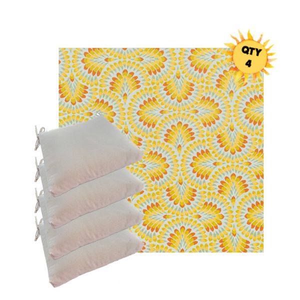 Sunbrella Plume Tropics Outdoor Dining Chair Cushions in Sunbrella Luxury Outdoor Fabrics - Order in Sets of 4