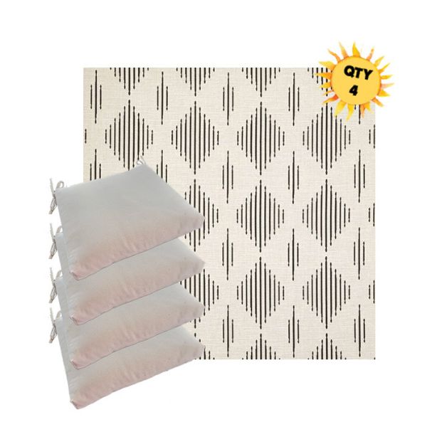 Sunbrella Spinner Diamond Onyx Outdoor Dining Chair Cushions in Sunbrella Luxury Outdoor Fabrics - Order in Sets of 4