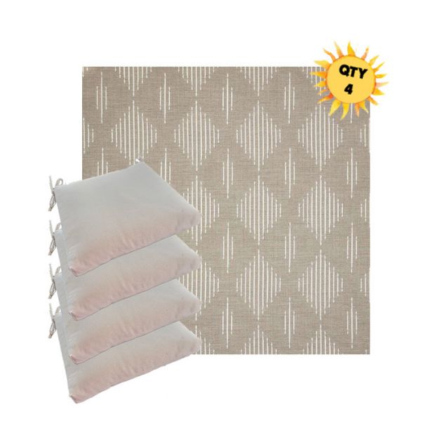 Sunbrella Spinner Diamond Pebble Outdoor Dining Chair Cushions in Sunbrella Luxury Outdoor Fabrics - Order in Sets of 4