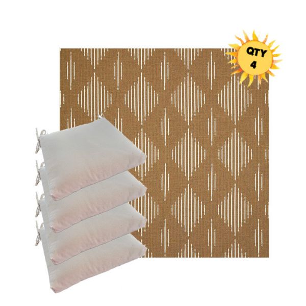 Sunbrella Spinner Diamond Teak Outdoor Dining Chair Cushions in Sunbrella Luxury Outdoor Fabrics - Order in Sets of 4