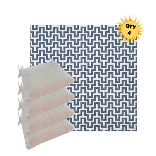 Sunbrella Underline Denim Outdoor Dining Chair Cushions in Sunbrella Luxury Outdoor Fabrics - Order in Sets of 4