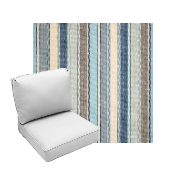 Deep Seating Patio Chair Cushions | Center Seam Style | Sunbrella