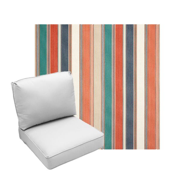 Deep Seating Patio Chair Cushions | Center Seam Style | Sunbrella